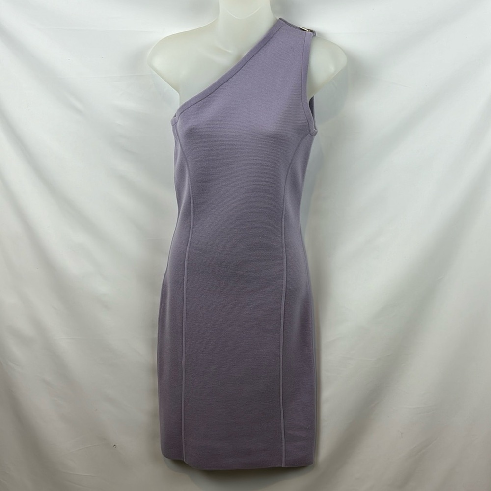 Michael Kors One Shoulder Wool Knee Length Lila Wisteria Sip on Dress Size S‎